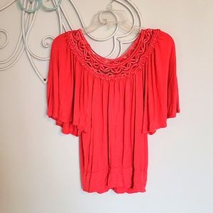 Flowy Draped Wideneck Blouse